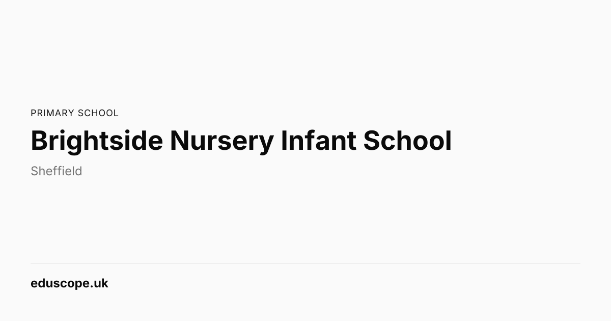 Brightside Nursery Infant School, Sheffield - Ofsted Outstanding ...